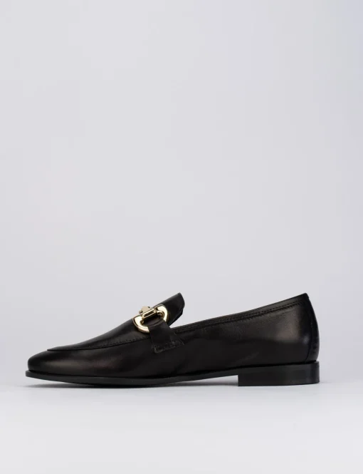 Mocassino tacco 1 cm nero pelle