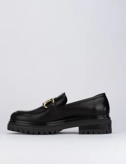 Mocassino tacco 1 cm nero pelle