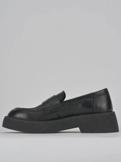 Mocassino tacco 2 cm nero pelle