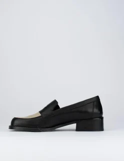 Mocassino tacco 1 cm nero pelle