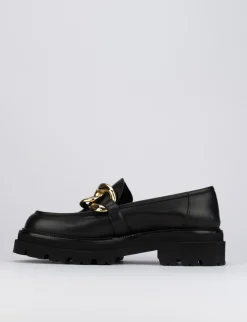 Mocassino tacco 1 cm nero pelle