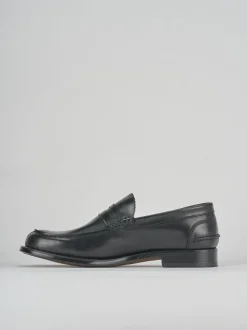 Mocassino tacco 2 cm nero pelle