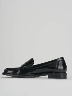 Mocassino tacco 2 cm nero pelle