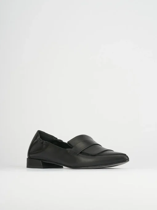 Mocassino tacco 1 cm nero pelle