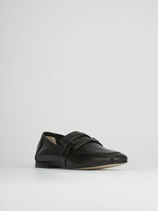 Mocassino tacco 1 cm nero pelle