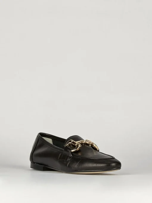 Mocassino tacco 1 cm nero pelle