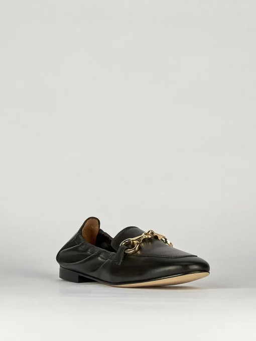 Mocassino tacco 1 cm nero pelle