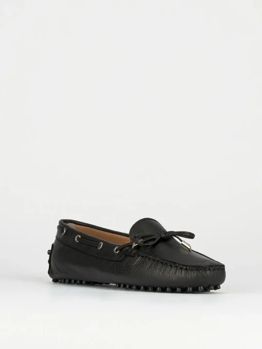Mocassino tacco 1 cm nero pelle