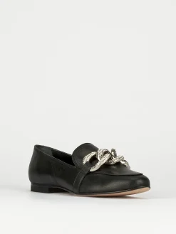 Mocassino tacco 1 cm nero pelle