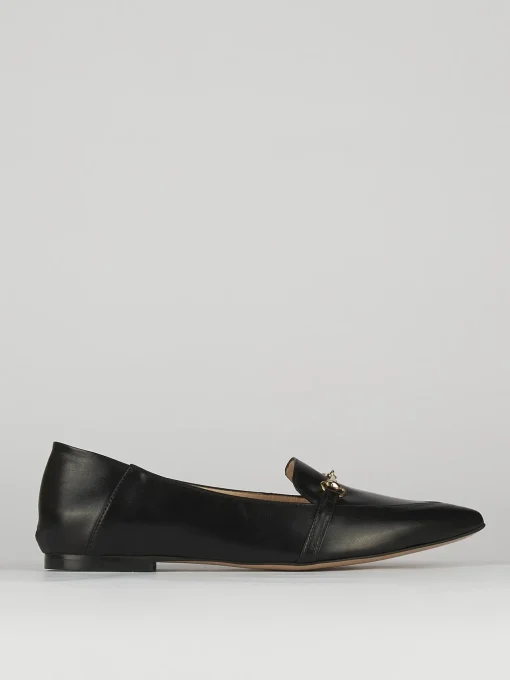 Mocassino tacco 1 cm nero pelle