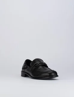 Mocassino tacco 1 cm nero pelle