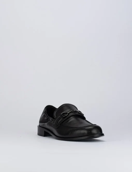 Mocassino tacco 1 cm nero pelle