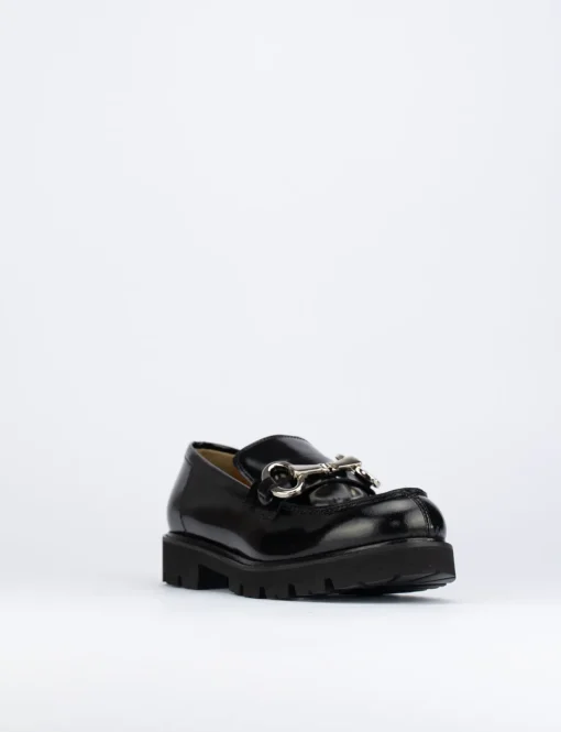 Mocassino tacco 1 cm nero pelle