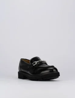 Mocassino tacco 1 cm nero pelle