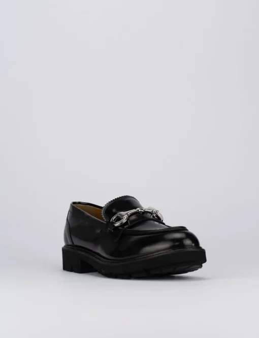 Mocassino tacco 1 cm nero pelle