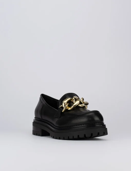 Mocassino tacco 1 cm nero pelle
