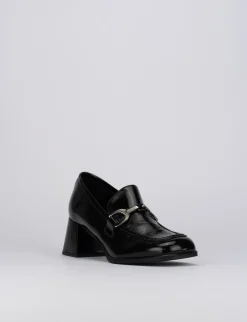 Mocassino tacco 9 cm nero pelle
