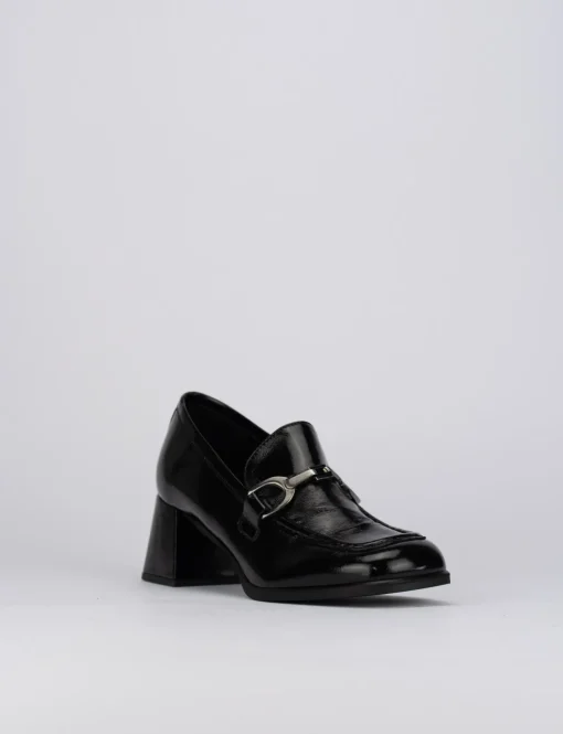 Mocassino tacco 9 cm nero pelle