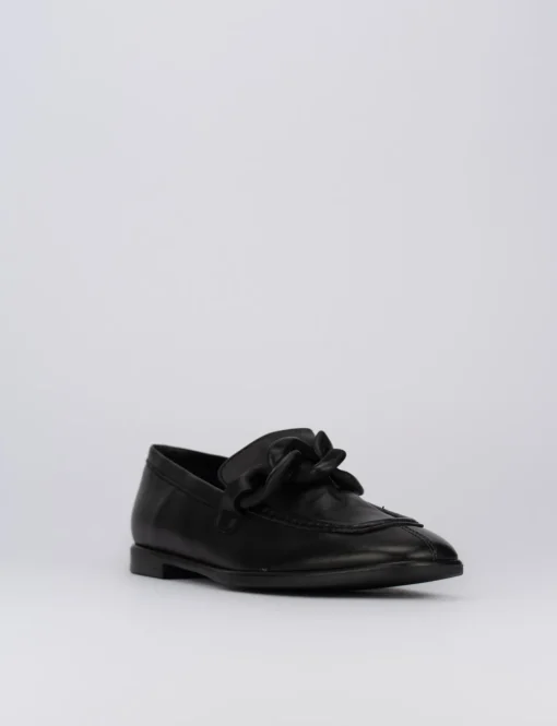 Mocassino tacco 1 cm nero pelle