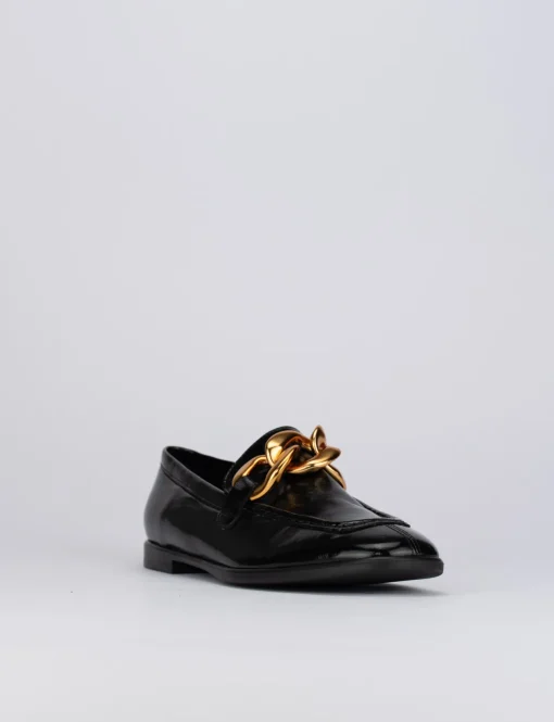 Mocassino tacco 1 cm nero pelle