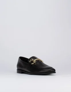 Mocassino tacco 1 cm nero pelle