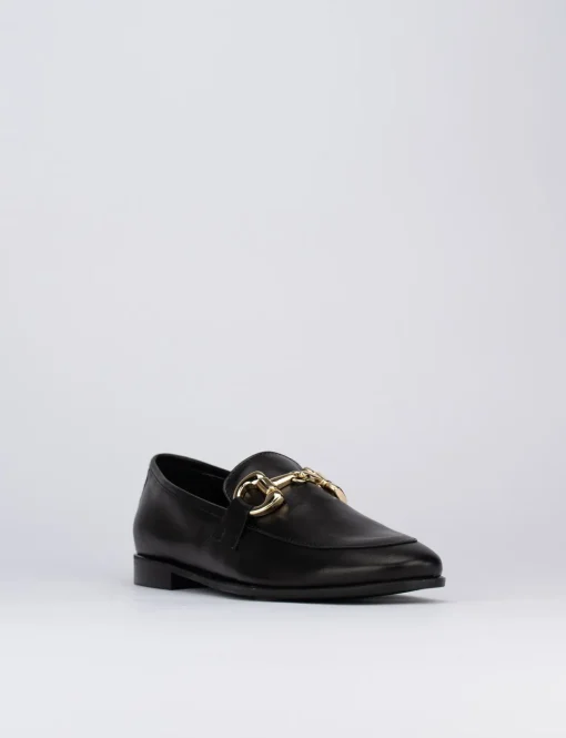 Mocassino tacco 1 cm nero pelle