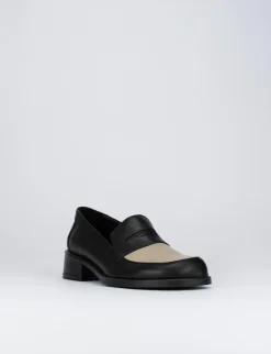 Mocassino tacco 1 cm nero pelle