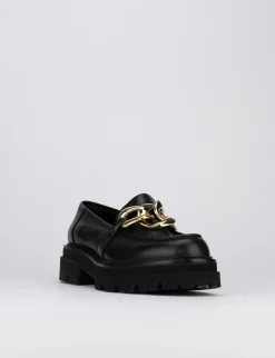 Mocassino tacco 1 cm nero pelle
