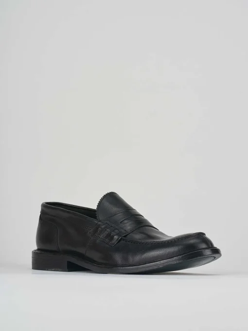 Mocassino tacco 2 cm nero pelle