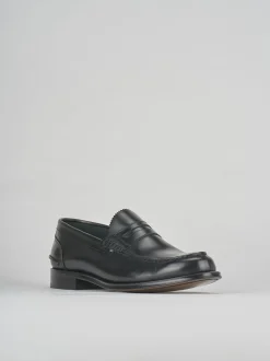 Mocassino tacco 2 cm nero pelle