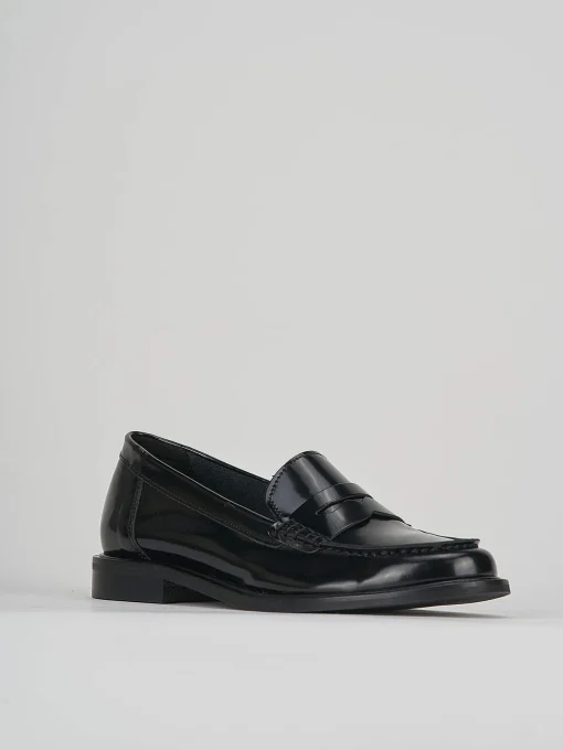 Mocassino tacco 2 cm nero pelle