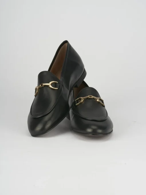 Mocassino tacco 1 cm nero pelle