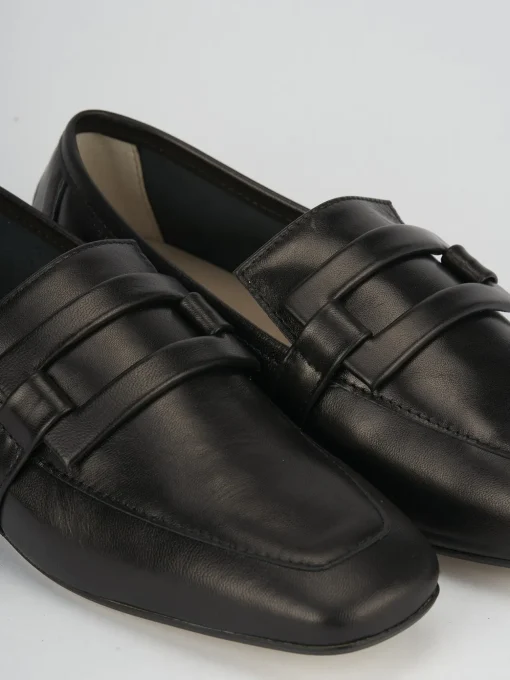 Mocassino tacco 1 cm nero pelle
