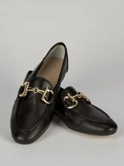 Mocassino tacco 1 cm nero pelle