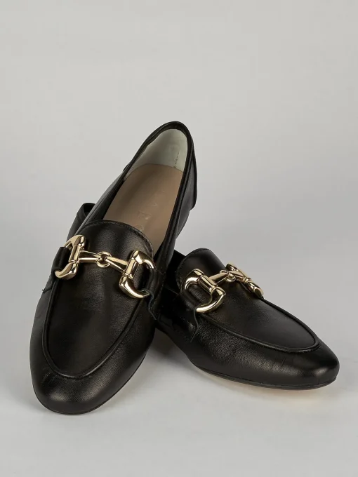 Mocassino tacco 1 cm nero pelle