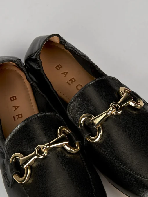 Mocassino tacco 1 cm nero pelle