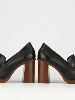 Mocassino tacco 9 cm nero pelle