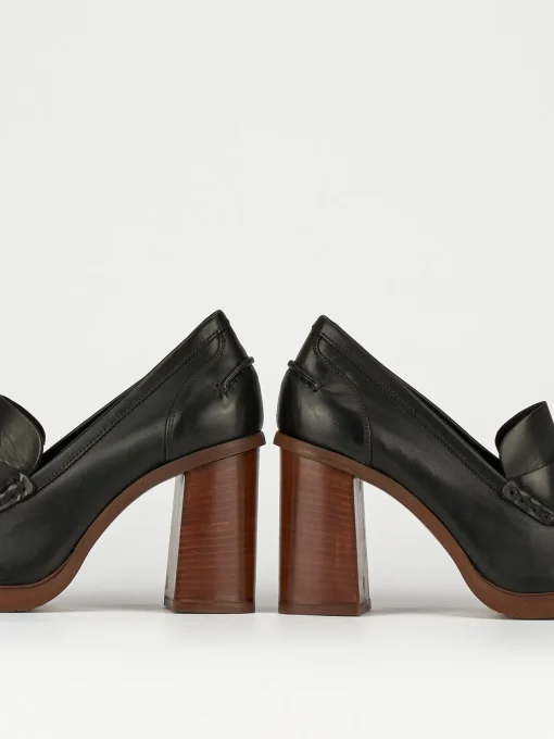 Mocassino tacco 9 cm nero pelle