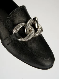 Mocassino tacco 1 cm nero pelle