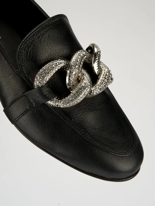 Mocassino tacco 1 cm nero pelle