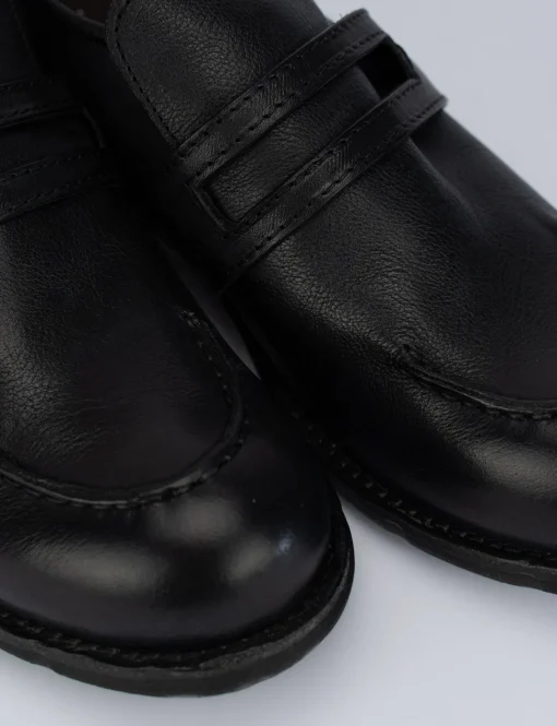 Mocassino tacco 1 cm nero pelle