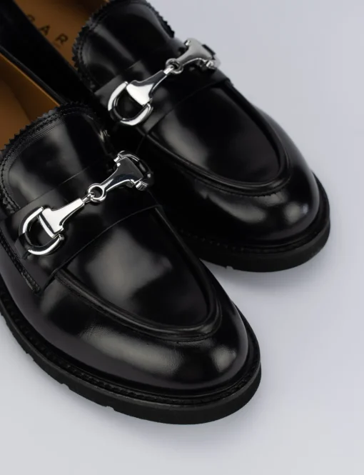 Mocassino tacco 1 cm nero pelle
