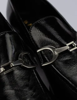 Mocassino tacco 9 cm nero pelle