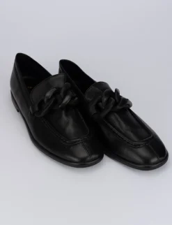 Mocassino tacco 1 cm nero pelle