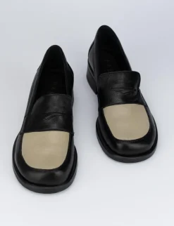 Mocassino tacco 1 cm nero pelle