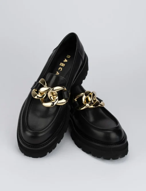 Mocassino tacco 1 cm nero pelle