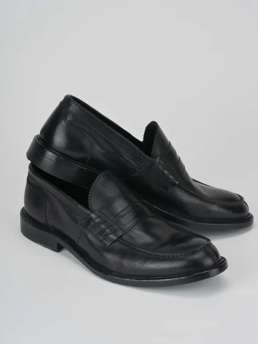 Mocassino tacco 2 cm nero pelle