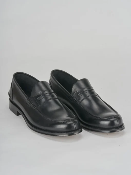 Mocassino tacco 2 cm nero pelle