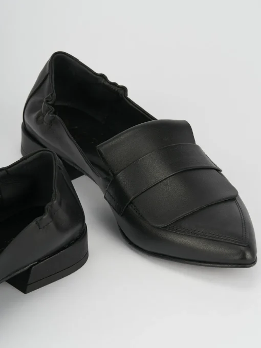 Mocassino tacco 1 cm nero pelle