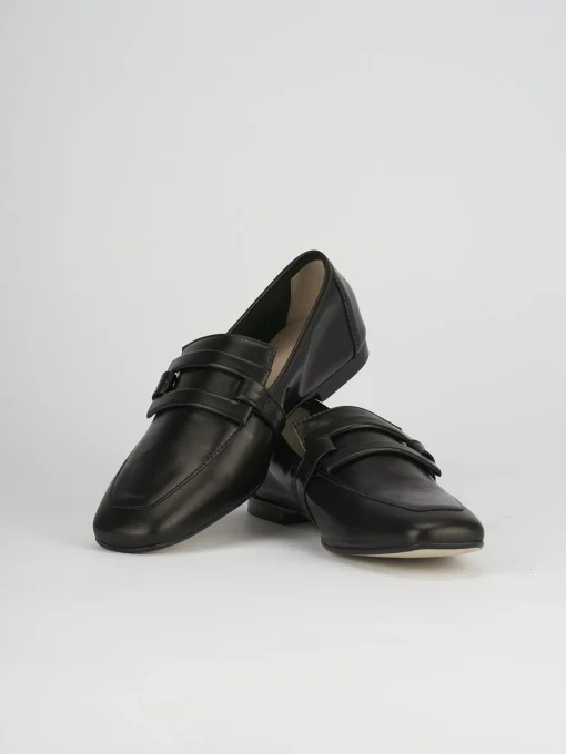 Mocassino tacco 1 cm nero pelle